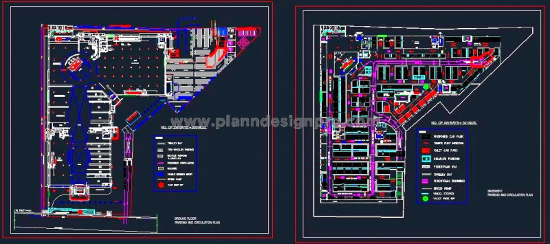 Basement Parking Plan CAD- Valet, Disabled & Traffic Flow